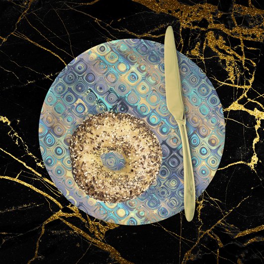 メタリックパステルライトブルーパターン ペーパープレート