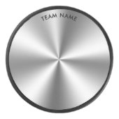 メタリックパーソナライズされたグレイ指示記号モノグラム アイスホッケーパック (正面)