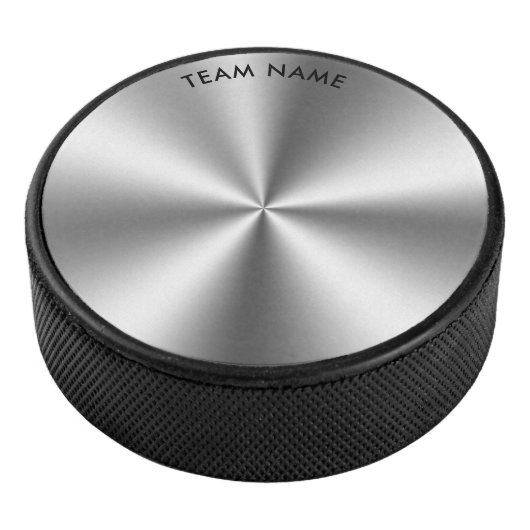 メタリックパーソナライズされたグレイ指示記号モノグラム アイスホッケーパック (3/4)