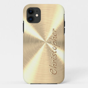 メタリックパーソナライズされたチタン金ゴールド放射状テクスチャ iPhone 11 ケース
