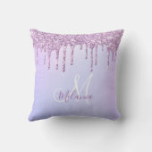 メタリックパーソナライズされたパープルドリップラベンダー注ぎ クッション (裏面)