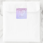 メタリックパーソナライズされたパープルドリップラベンダー注ぎ スクエアシール (バッグ)