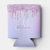 メタリックパーソナライズされたパープルドリップラベンダー注ぎ 缶クーラー (裏面)