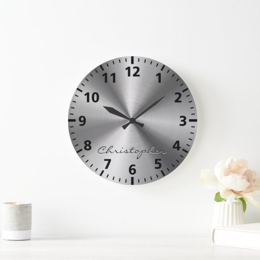 メタリックパーソナライズされたラジアルテクスチャ ラージ壁時計 (ホーム)