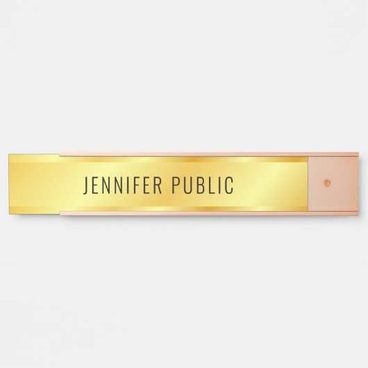 メタリックパーソナライズされたルックフェイク金ゴールドのドア記号 サインプレート (正面)