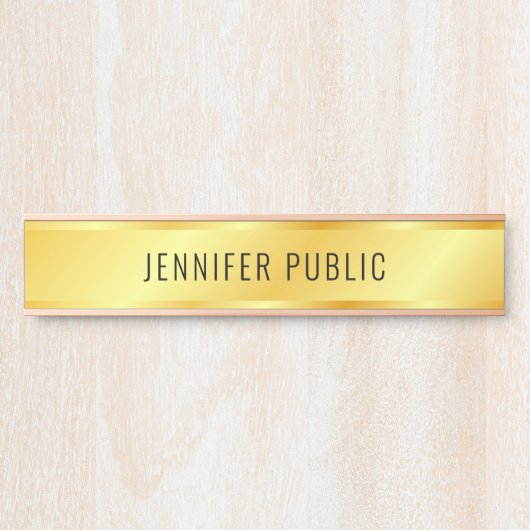 メタリックパーソナライズされたルックフェイク金ゴールドのドア記号 サインプレート (正面)