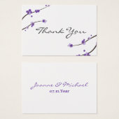 メタリックパープルさくらんぼブロッサムメッセージカード (正面&裏面)