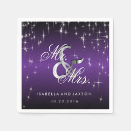 メタリックパープルスターライトデザイン スタンダードカクテルナプキン