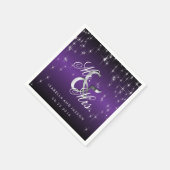 メタリックパープルスターライトデザイン スタンダードカクテルナプキン (角)