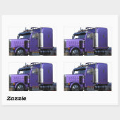 メタリックパープルセミトラクタトレーラートラック 長方形シール (シート)