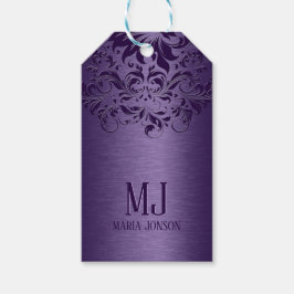 メタリックパープルブラシアルミニウムパープルレース ギフトタグ