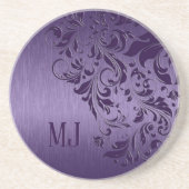メタリックパープルブラシアルミニウムパープルレース コースター (正面)