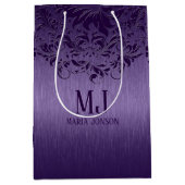 メタリックパープルブラシアルミニウムパープルレース ミディアムペーパーバッグ (正面)