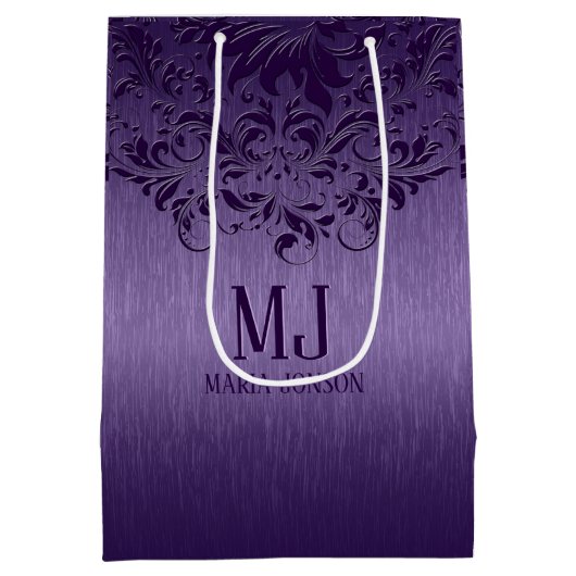 メタリックパープルブラシアルミニウムパープルレース ミディアムペーパーバッグ (裏面)