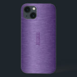 メタリックパープルブラシ仕上げアルミルック iPhone 13ケース<br><div class="desc">深い紫トーン金属ブラシ仕上げアルミニウムの外観。他の製品と8色で利用可能違う。カスタマイズ可能でオプションのモノグラム</div>