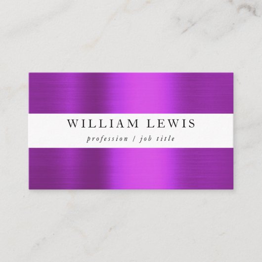 メタリックパープルプロフェッショナルQRコードソーシャルメディア 名刺 (正面)