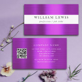 メタリックパープルプロフェッショナルQRコードソーシャルメディア 名刺