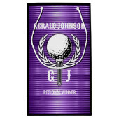 メタリックパープルラインズゴルフモノグラムデザイン スモールペーパーバッグ (裏面)