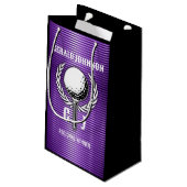 メタリックパープルラインズゴルフモノグラムデザイン スモールペーパーバッグ (裏面アングル)