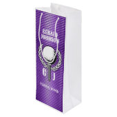 メタリックパープルラインズゴルフモノグラムデザイン ワインギフトバッグ (裏面アングル)