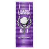 メタリックパープルラインズゴルフモノグラムデザイン ワインギフトバッグ (裏面)