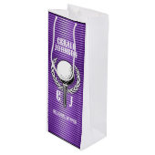 メタリックパープルラインズゴルフモノグラムデザイン ワインギフトバッグ (正面アングル)