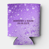 メタリックパープル抽象芸術雨滴 缶クーラー (正面)