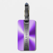 メタリックパープル&シルバーブラシ仕上げアルミルック ラゲッジタグ (裏面縦)