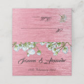 メタリックピンクとホワイトのフローラ結婚ズ プレイスカード (外部開封)