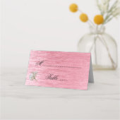 メタリックピンクとホワイトのフローラ結婚ズ プレイスカード (裏面)