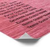 メタリックピンクとホワイトローズのシーティングチャート ポスター (角)