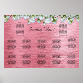 メタリックピンクとホワイトローズのシーティングチャート ポスター