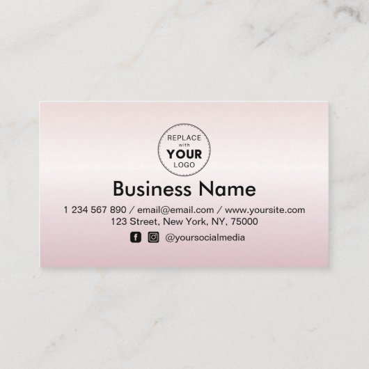 メタリックピンクのシックなグラデーションハート追加ロゴ美しい ロイヤリティカード (裏面)