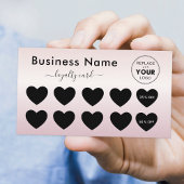 メタリックピンクのシックなグラデーションハート追加ロゴ美しい ロイヤリティカード