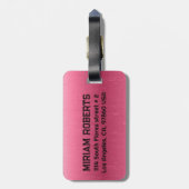 メタリックピンクのテクスチャカスタム文字 ラゲッジタグ (裏面縦)
