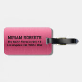 メタリックピンクのテクスチャカスタム文字 ラゲッジタグ (裏面横)