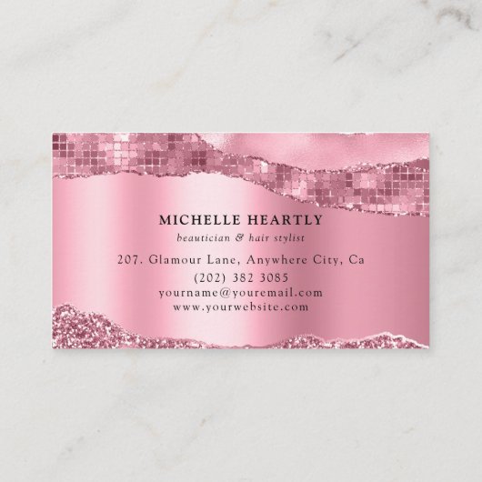 メタリックピンクグリッツ&グラムモノグラム 名刺 (裏面)