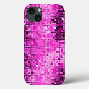 メタリックピンクシークンズルックディスコ鏡 きらきら光る iPhone 13ケース