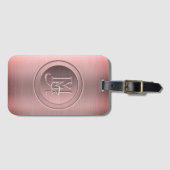 メタリックピンクスチール刻印モノグラム ラゲッジタグ (正面横)