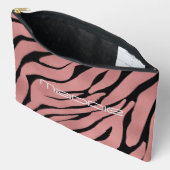 メタリックピンクゼブラストライプパターン アクセサリーポーチ (見開き)