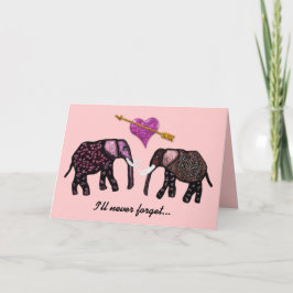 メタリックピンクゾウのバレンタインデー シーズンカード