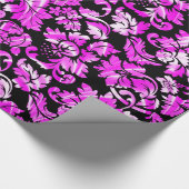 メタリックピンクフローラダマスク ラッピングペーパー (角)