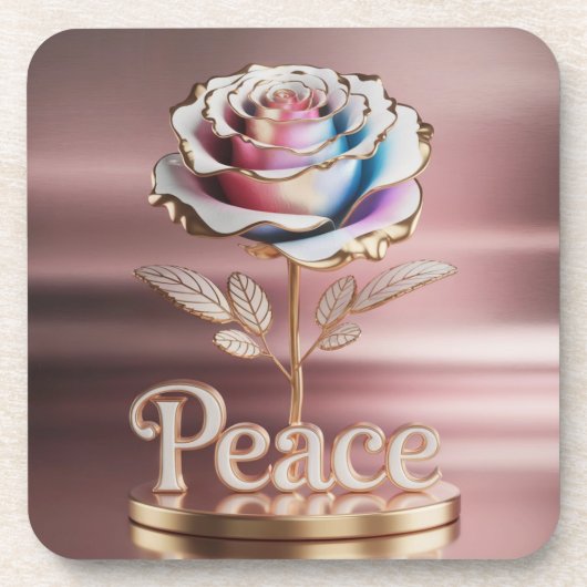 メタリックピンクローズコースターセット コースター (正面)