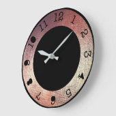 メタリックピンクローズ金ゴールドコンテンポラリーブラック ラージ壁時計 (傾斜)