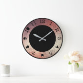 メタリックピンクローズ金ゴールドコンテンポラリーブラック ラージ壁時計 (ホーム)