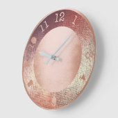 メタリックピンクローズ金ゴールドコンテンポラリー桃 ラージ壁時計 (傾斜)