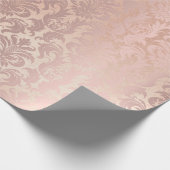 メタリックピンクローズ金ゴールド赤面ピーココッパーダマスク ラッピングペーパー (角)