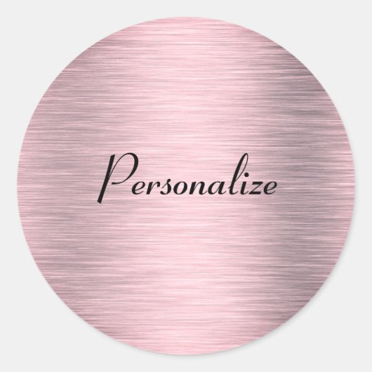 メタリックピンク金ゴールドクラシックラウンドステッカー ラウンドシール (正面)