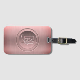 メタリックピンク鋼彫刻モノグラム ラゲッジタグ