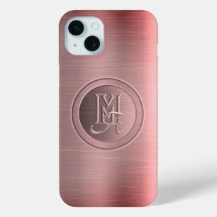 メタリックピンク鋼彫刻モノグラム iPhone 15 MINIケース
